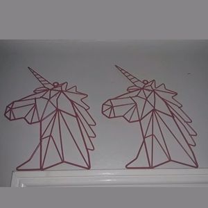 2 geometric unicorn shaped wall decor